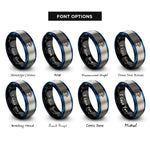 font options for inside engraving on black & blue & gray puffin rings