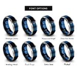 font options for inside engraving on blue & silver puffin rings