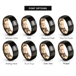 font options for inside engraving on black & rose gold pulled pork sandwich rings