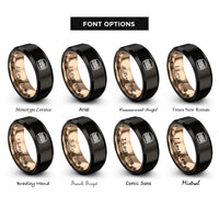 font options for inside engraving on black & rose gold pulled pork sandwich rings