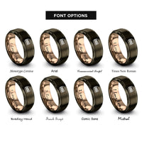 font options for inside engraving on gunmetal & rose gold pulled pork sandwich rings
