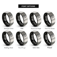 font options for inside engraving on black & silver pulley rings