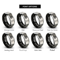 font options for inside engraving on black & gray pulley rings