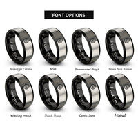 font options for inside engraving on black & grey pulley rings