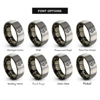font options for inside engraving on gunmetal & grey pulley rings