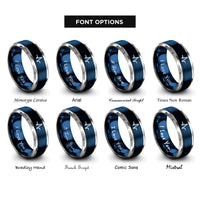 font options for inside engraving on blue & gray pulse peak rings