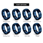font options for inside engraving on blue pulse train rings