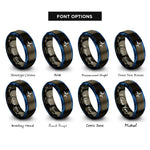 font options for inside engraving on gunmetal & blue pulse train rings