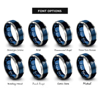 font options for inside engraving on blue & gray pump track rings
