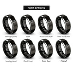 font options for inside engraving on black & gray pumpkin rings