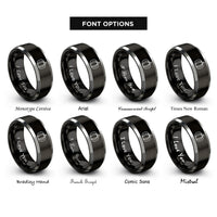 font options for inside engraving on black & gray pumpkin rings