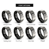 font options for inside engraving on black & silver pumpkin rings