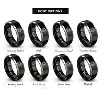 font options for inside engraving on black & grey pumpkin rings