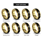font options for inside engraving on black & gold pumpkin pie rings