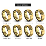 font options for inside engraving on black & gold pumpkin skull rings