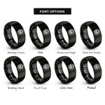 font options for inside engraving on black pumpkin skull rings