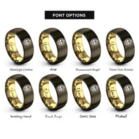 font options for inside engraving on gunmetal & gold pumpkin skull rings