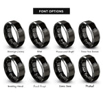 font options for inside engraving on black & silver pumpkin vine rings