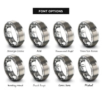 font options for inside engraving on grey pumpkin vine rings