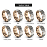 font options for inside engraving on rose gold & gray pumpkin vine rings