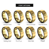font options for inside engraving on black & gold pumpkin witch hat rings