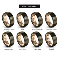 font options for inside engraving on gunmetal & rose gold pumpkin witch hat rings