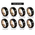 font options for inside engraving on black & rose gold puppy paw heart rings