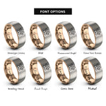 font options for inside engraving on rose gold & grey puppy paw heart rings