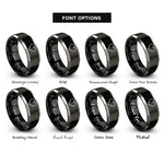 font options for inside engraving on black & gray purple heart rings