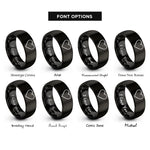 font options for inside engraving on black purple heart rings
