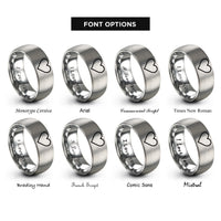 font options for inside engraving on grey purple heart rings