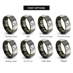 font options for inside engraving on gunmetal & silver purple heart rings