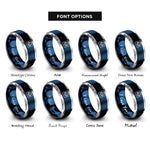 font options for inside engraving on blue & gray push button switch rings