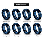 font options for inside engraving on blue push button switch rings