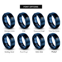 font options for inside engraving on blue push button switch rings