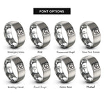 font options for inside engraving on silver push button switch rings