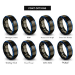 font options for inside engraving on gunmetal & blue push button switch rings