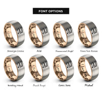 font options for inside engraving on rose gold & gray pushcart vendor rings