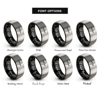 font options for inside engraving on black & gray put in paddle rings