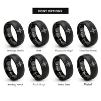 font options for inside engraving on black put in paddle rings
