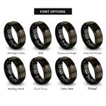 font options for inside engraving on gunmetal & black put in paddle rings