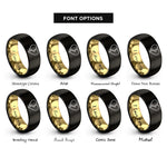 font options for inside engraving on black & gold puzzle halves rings