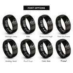 font options for inside engraving on black puzzle halves rings