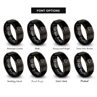 font options for inside engraving on black puzzle piece rings