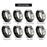font options for inside engraving on black & gray puzzle pieces rings