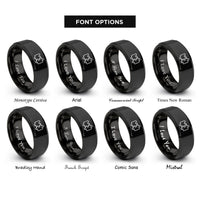font options for inside engraving on black puzzle pieces rings