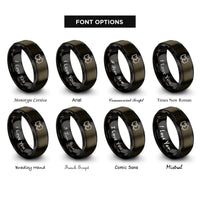 font options for inside engraving on gunmetal & black puzzle pieces rings