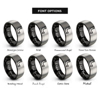 font options for inside engraving on black & gray pvc pipe rings