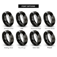 font options for inside engraving on black & grey pvc pipe rings