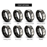 font options for inside engraving on black & silver pvc pipe rings